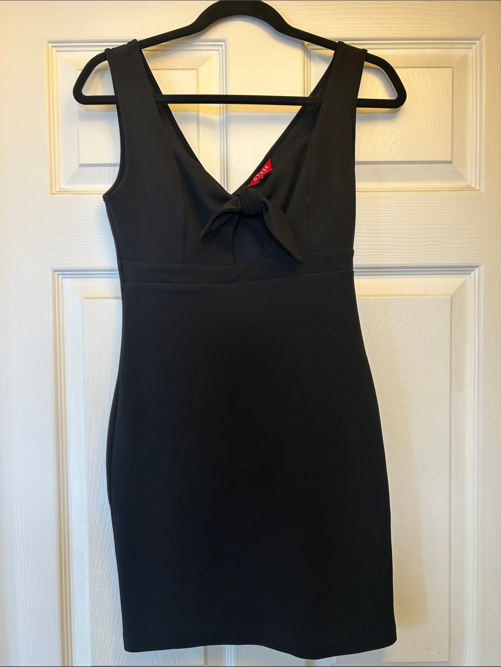 Guess Black V-Neck Tie-Front Mini Dress